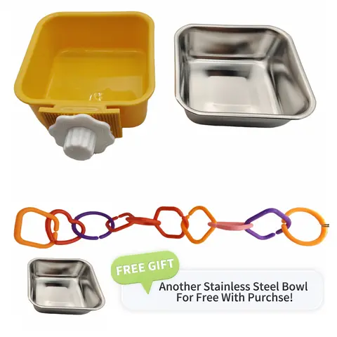 PetSafe 2-in-1 Polypropylene Pet Bowl Set - 1 Bowl with Removable Deep 1.5" Steel Insert, 10 Rings, 5"x6"x2" Hygienic Feeder for Small-Medium Birds&Rodents, Universal Secure Mount, Smart Foraging Upgrade, Bath