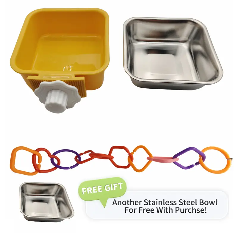 PetSafe 2-in-1 Polypropylene Pet Bowl Set - 1 Bowl with Removable Deep 1.5" Steel Insert, 10 Rings, 5"x6"x2" Hygienic Feeder for Small-Medium Birds&Rodents, Universal Secure Mount, Smart Foraging Upgrade, Bath