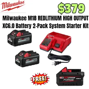 Milwaukee M18 REDLITHIUM HIGH OUTPUT XC6.0 Battery 2-Pack System Starter Kit with FREE XC8.0 Battery
