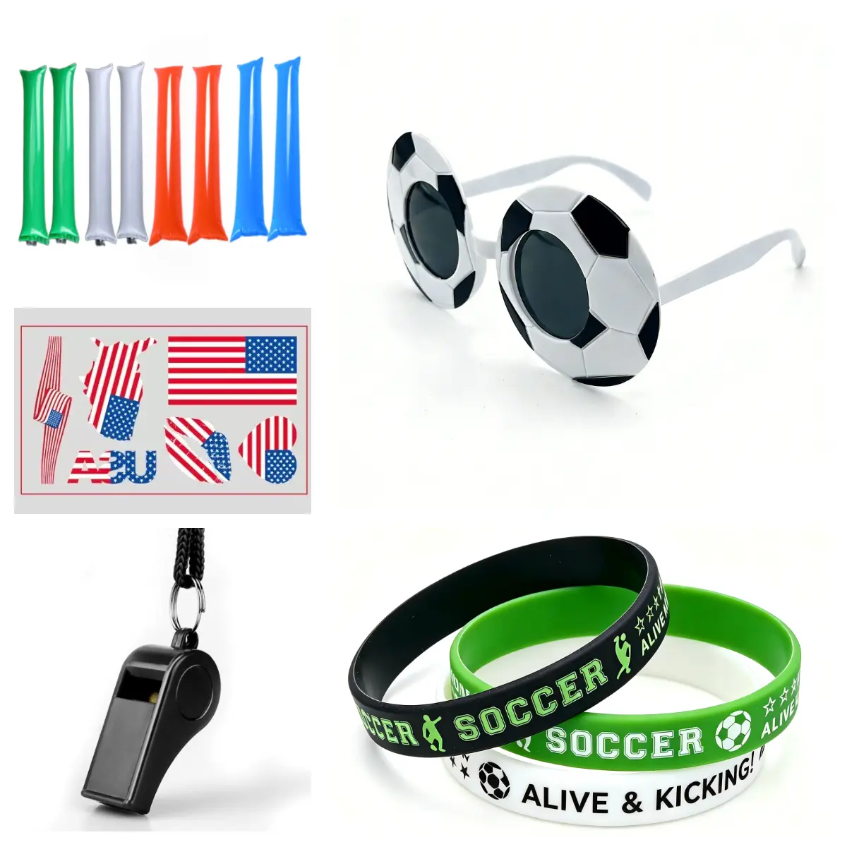 Premier League Soccer Fan 23-Piece Party Kit - Sports Accessories Pack with Flag Face Stickers, Wristbands, Whistles, Sunglasses - Adult One Size Gifts for Game Day, Social Content (No Setup Stress), Unisex