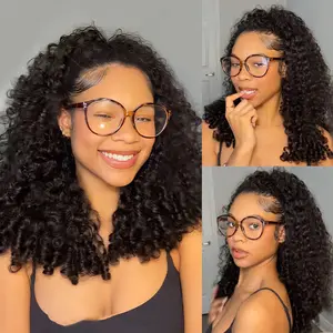 Burmese Curly 3 IN 1 Flip Over Half Wig Afro Kinky Curly Human Hair Wigs For Black Women Pre Plucked Beginner Friendly