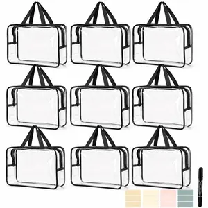 6/9-Pack Clear Toy Storage Bags with Labels & Pen, Stackable PVC Zipper Organizer Pouches for Toys, Travel Toiletries, Beach & Pool Essentials
