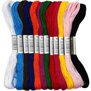 12 Colors Embroidery Thread Set with DMC Codes - 8m Each Skein,   Sewing Floss for  Stitch & Needlecraft