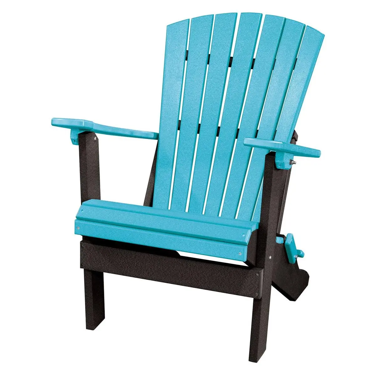 American Furniture Classics 519ARB Heavy Duty Sturdy Recycled Resin Ergonomic Fan Back Foldable Adirondack Outdoor Chair - Aruba & Black, 41h x 29w x 35d in, 41lbs, Poolside Use, 90 Days Warranty, Proudly Produced by Amish Craftsmen, 41 H X 29 W X 35 D In