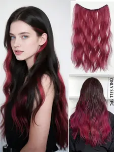 Elegant One-Piece Long Curly Clip-In Hair Weave Extensions for Women High-Quality Soft Synthetic Hair Wigs with 4 Clips 20 Inch High Temperature Fiber Synthetic Hairpiece, Multi-Color Pack for Party