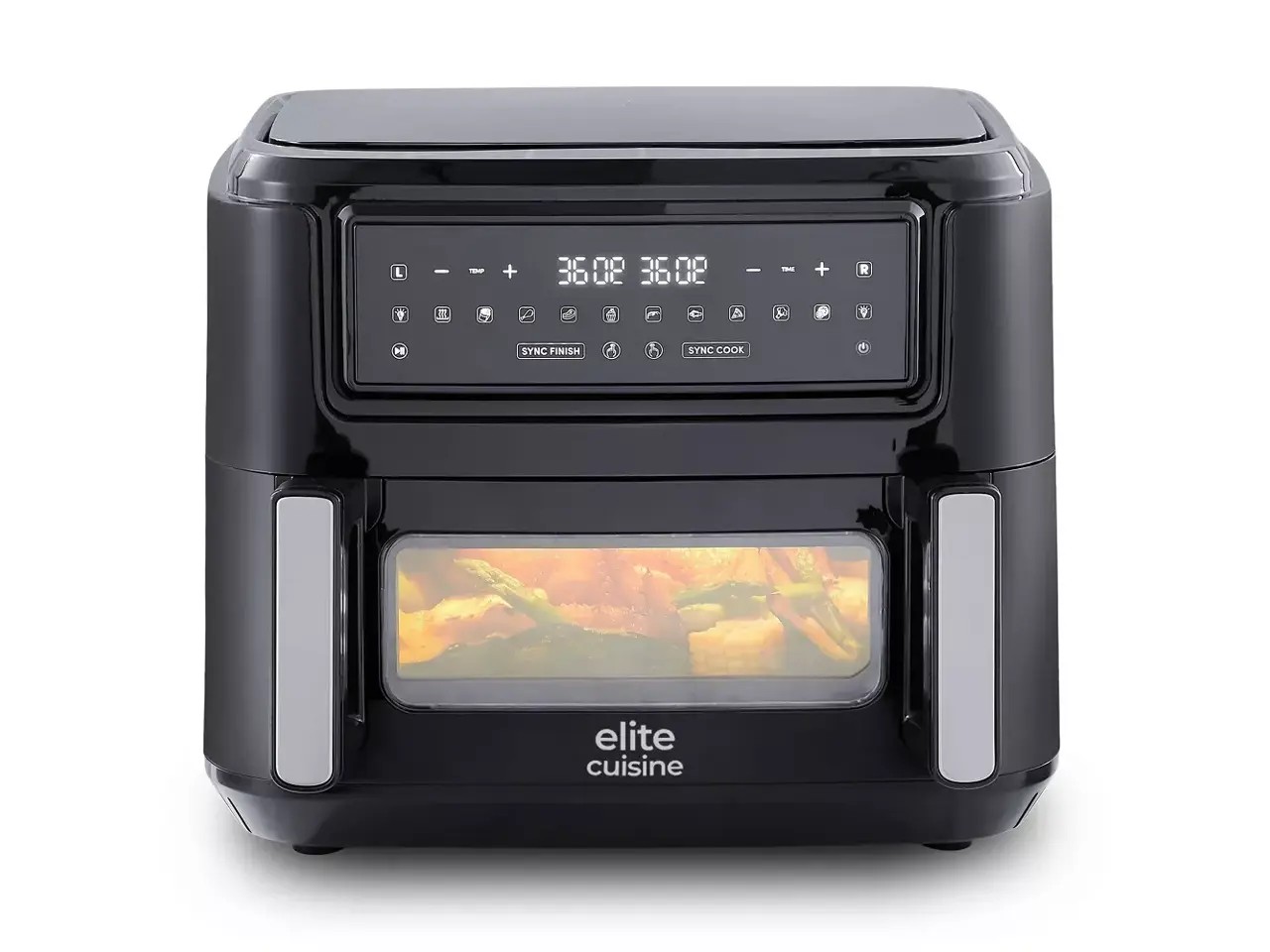 Elite Cuisine EAF5501 10.5L Digital Dual Zone Air Fryer Oven with SYNC Technology and Divided Drawer