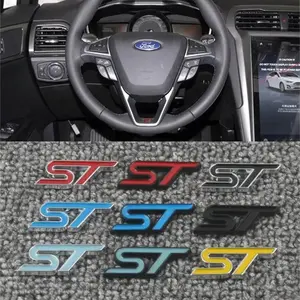 3D Metal ST RS Emblem Car Steering Wheel Badge Sticker Decals for Ford Focus X 2 3 4 Fiesta Kuga Escape Mondeo Vignale Puma