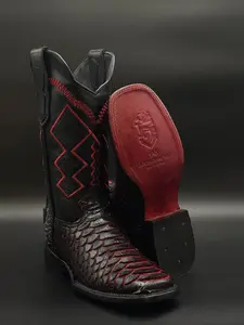 Black Cherry Snake Boots (Print)- True To Size
