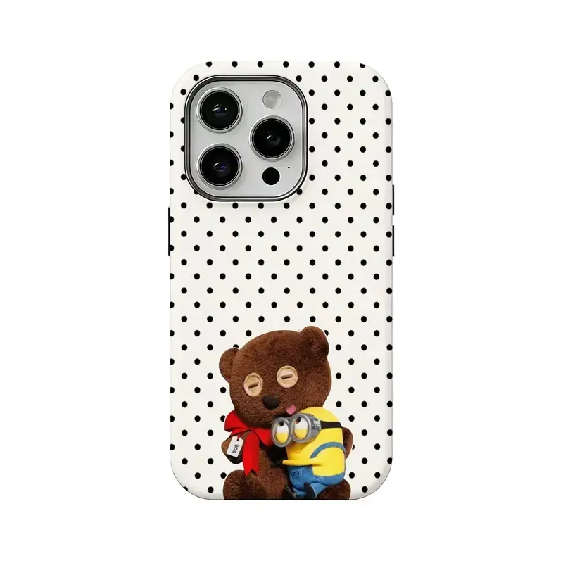 Acrylic Minions Pattern Double-Layer Hard Shell Phone Case for iPhone Series - Multi-Model Compatible with iPhone 12,13,14,15,16,17, High-Definition Print, Shock-Proof, Durable