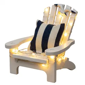Mini Beach Chairs with LED Lights Nautical Bathroom Accent & Beach Decor Centerpiece for Coastal Decor - Dollhouse Accents & Ocean Wall Art Multicolor, Wood