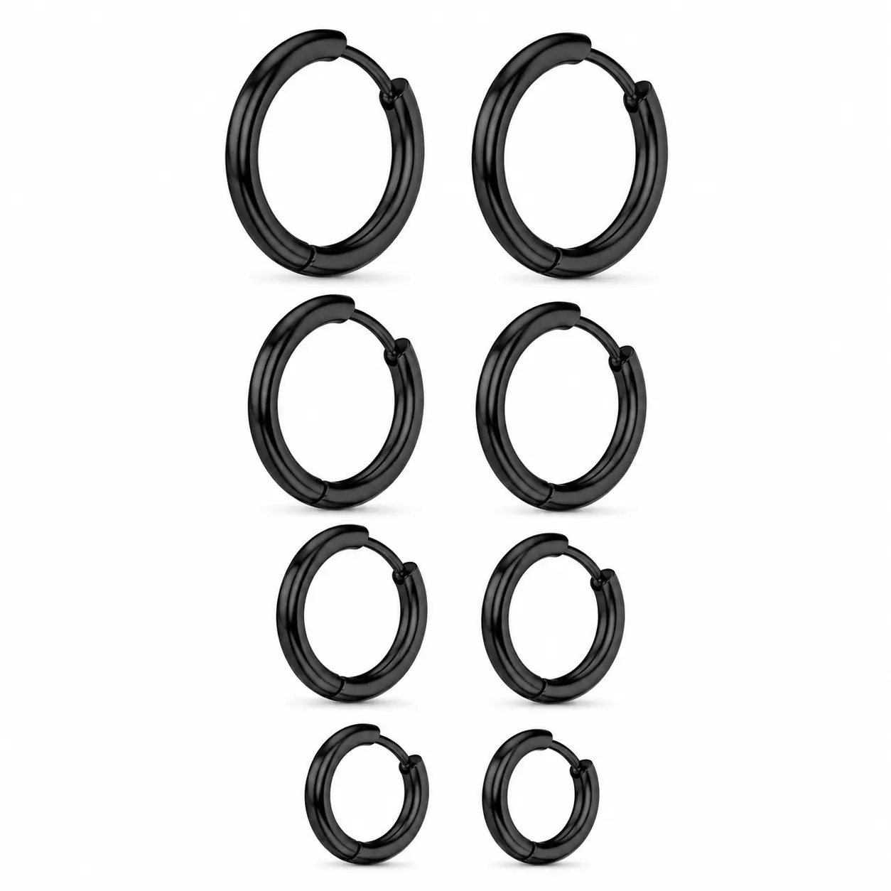 Gothic Hoop Earrings for Men Women 316L Surgical Steel Black  Hoops 8mm 10mm 12mm 14mm Hypoallergenic Cartilage Earrings