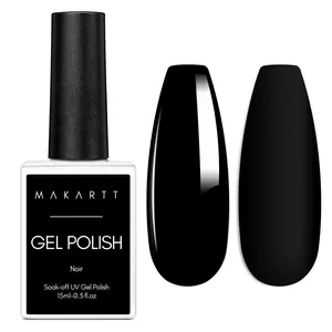 Makartt Gel Nail Polish, 1 Pcs 15ml Black Gel Nail Polish For UV LED Light Noir Gel Polish Soak Off By Acetone For Manicure DIY Nail Art Designs Valentines gift home DIY gel-x Nail Care Cutics