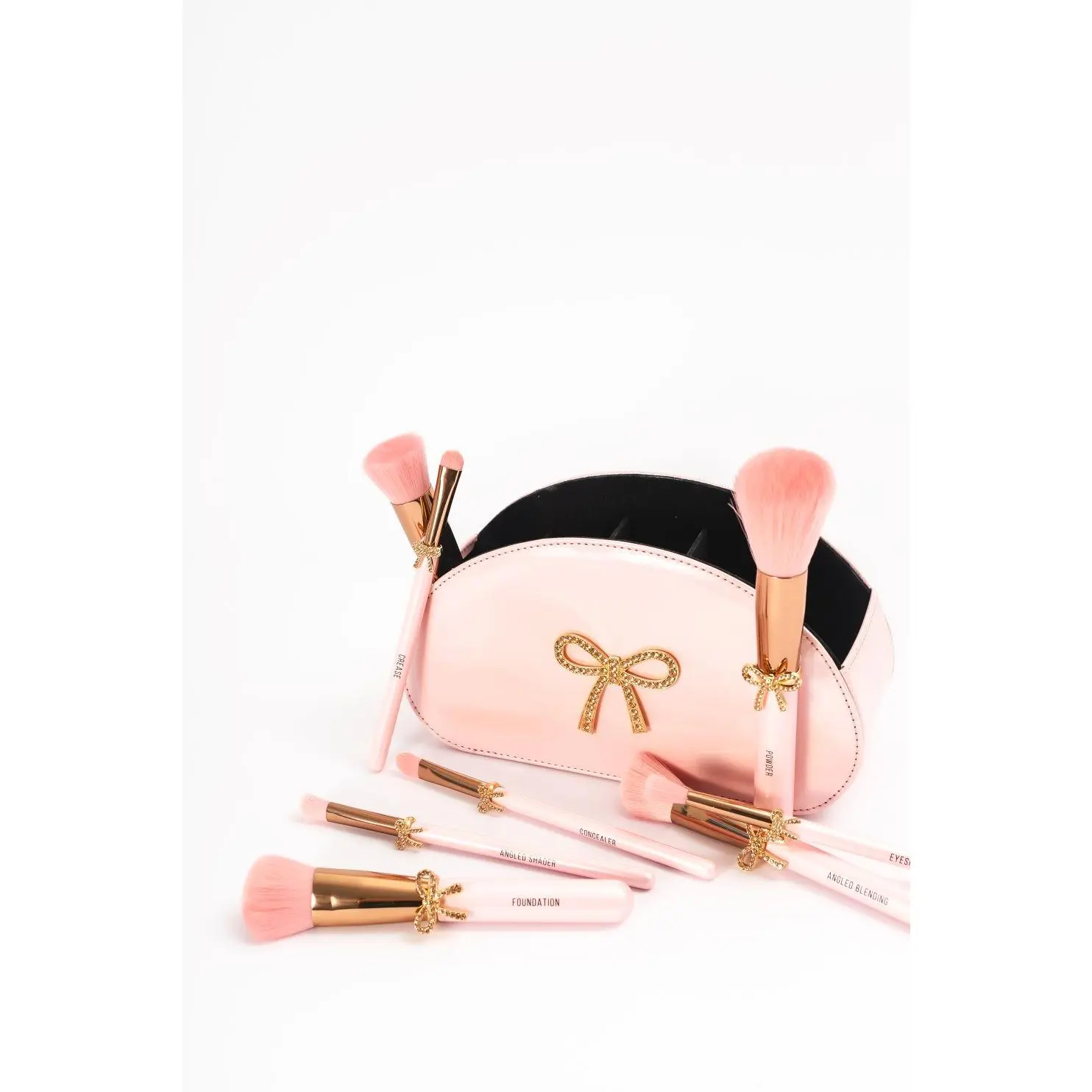 PEARLIZED PINK/BOW SET Glitz & Glam | 9pc Essentials Collection Brush Set | GG4380