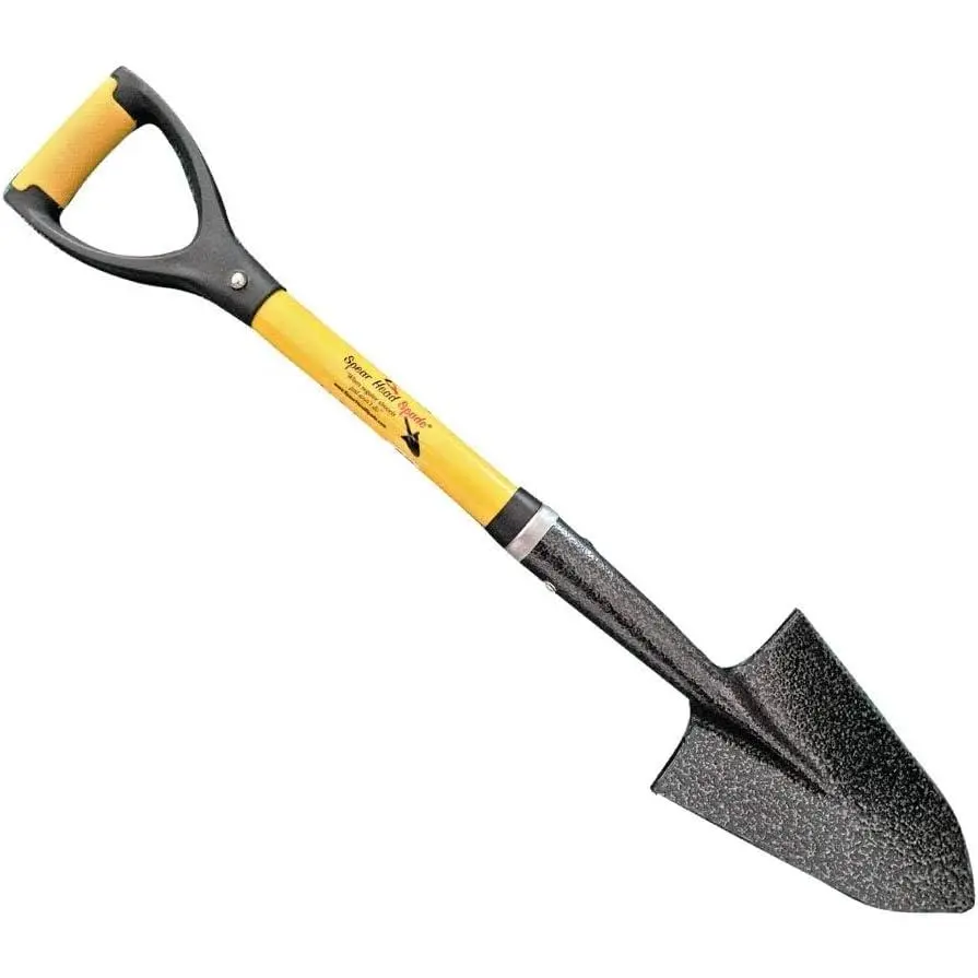 30" Heavy Duty Mini Garden Shovel Tool - 6"x8" Beveled Blade, Steel-Reinforced Fiberglass Short Handle, Cushioned D-Grip for Precision Digging