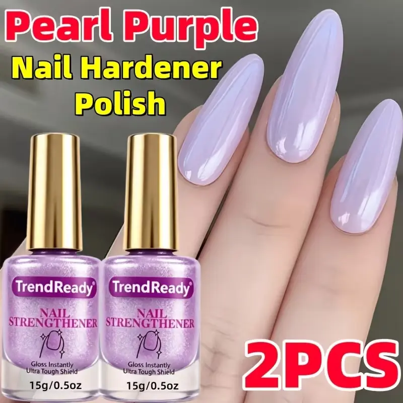 Ultra-Strength Silvery-White Nail Hardener Liquid - High-Gloss, Chip-Resistant, Durable, Fortifies Thin Soft Nails, Repairs Damaged Layers, 60-Second Dry, 2-Week Long-Lasting Wear, Ethically Made for Adults, At-Home Salon Use, Dries In 60 Seconds, Long We