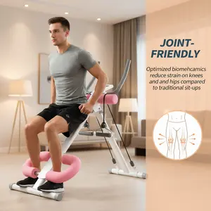 Foldable Adjustable Ab Machine - Home Core Workout Trainer With Knee Support, Compact & Portable Abdominal Exercise Equipment, Practical Home Core Training System for Effective Core Exercise at Home