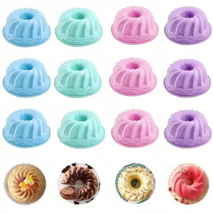 Silicone Baking Cups, 12 Pack Mini Silicone Baking Cake Molds, Nonstick Cupcake Liners, Bpa Free Fancy Dessert Tray - Jelly and Muffin Cups, Baking Tools, Nonstick Cupcake Pans