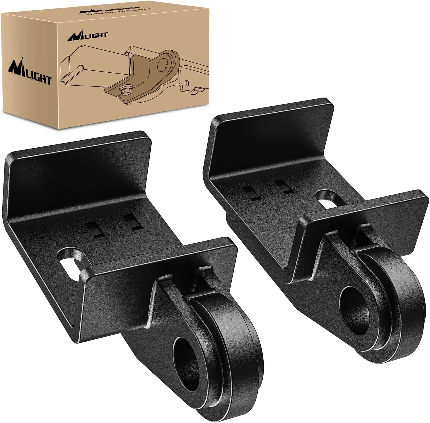 Nilight 2-Pcs Tow Hook Brackets - Steel Demon Front Mounting Fasteners, 3/4-Inch D-Shackle Not Included, Towing Aid Car Accessories for 2009-2023 Toyota Tacoma Factory Look Auto Replacement Parts