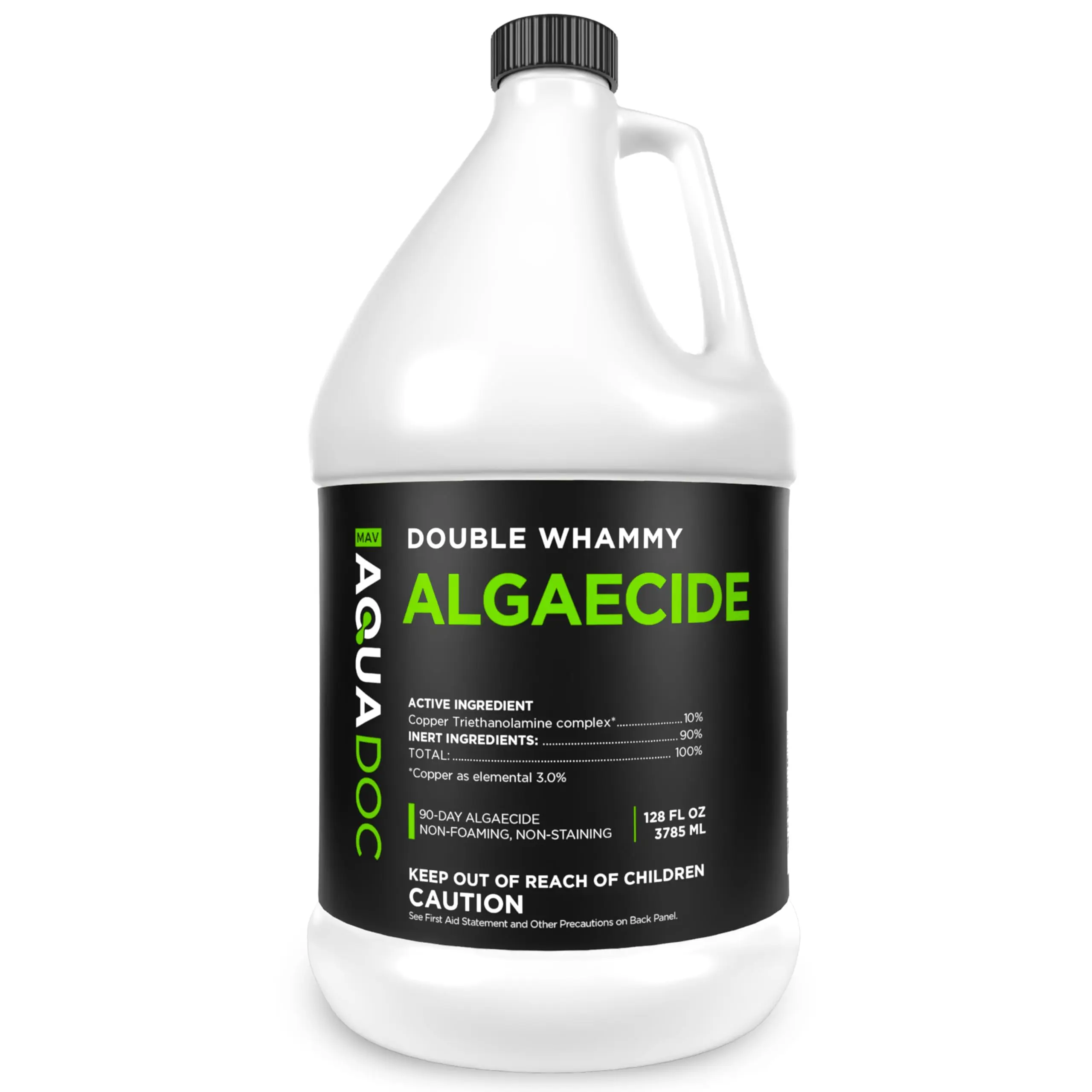AquaDoc Copper Pool Algaecide - 128 oz Double Whammy Algae Control for Inground, Above Ground Pools - Prevents, Removes Green, Mustard, Blue, Black Algae, Pool Cleaning Chemicals & Water Testing Products