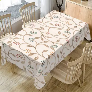 Rectangular Tablecloth Spring Summer Luxury Floral Theme, Vine Flower Pattern, Indoor Outdoor Use, Coffee Shop Kitchen Decor, Soft Touch Fabric