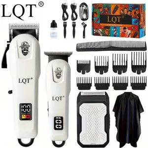 LQT Men's 3-in-1 Grooming Kit - Cordless Hair Clipper, Carving Trimmer, Electric Shaver with Adjustable Blades, LED Display, USB Rechargeable Barber Equipment, Ideal Gift for Daily Grooming