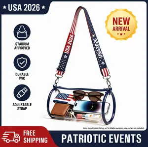 Clear Crossbody Bag, Stadium Approved, Rounded Design with USA-Inspired Strap, Soccer Fan Bag for Concerts & Events american