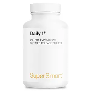 Supersmart - Daily 1® Timed Release - Multivitamin Supplement for Women & Men - with BioPQQ®, Vitamin A, B, C, D & E, Biotin, Quercetin & Fisetin | Made in USA | Non-GMO & Gluten Free - 60 Tablets