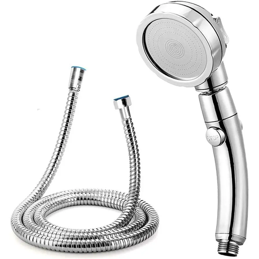 Modern 3-Setting Detachable Shower  with 59-Inch Hose, High  Water Saving, 360 Rotating Adjustable Handheld Shower  with ON/OFF  and 3 Spray Modes, Chrome Finish