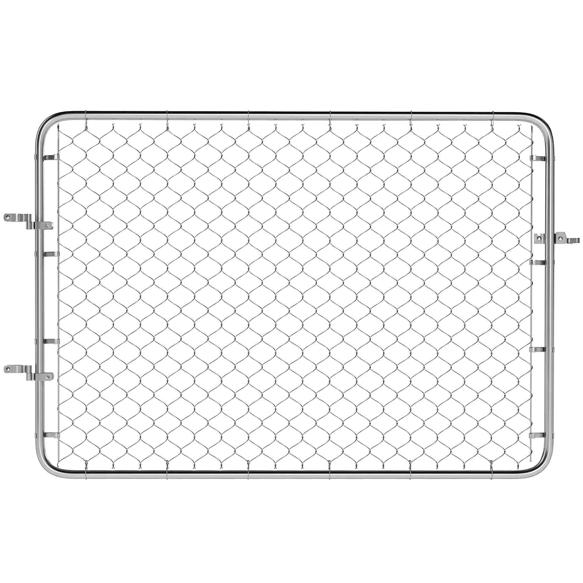 Garden Gate Chain Link Fence Gate – Silver. Galvanized Steel Garden Door for Yard Entrance. 47.2" H x Adjustable 26"-70.9" W. Cut to Fit. Latch & Hinges Included