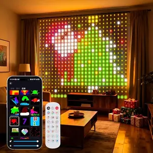 Smart RGB+IC LED Curtain Lights, 400 LEDs 6.6x6.6ft Pixel Curtain Light, APP & Remote Control, DIY Text Patterns GIF, Music Sync Wall Lights for Bedroom, Window, Party, Wedding Decor