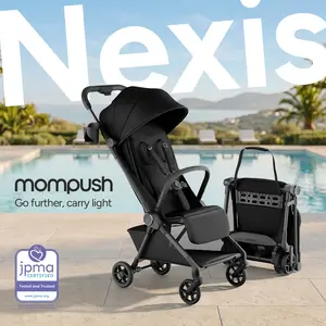 Mompush Nexis Carbon Travel Stroller, Ultra-Lightweight 11.5 lbs, Compact & Airplane Carry-On Approved, One-Second Auto-Fold, One-Hand Full Recline, from Birth to 50 lbs, JPMA Certified, Forest