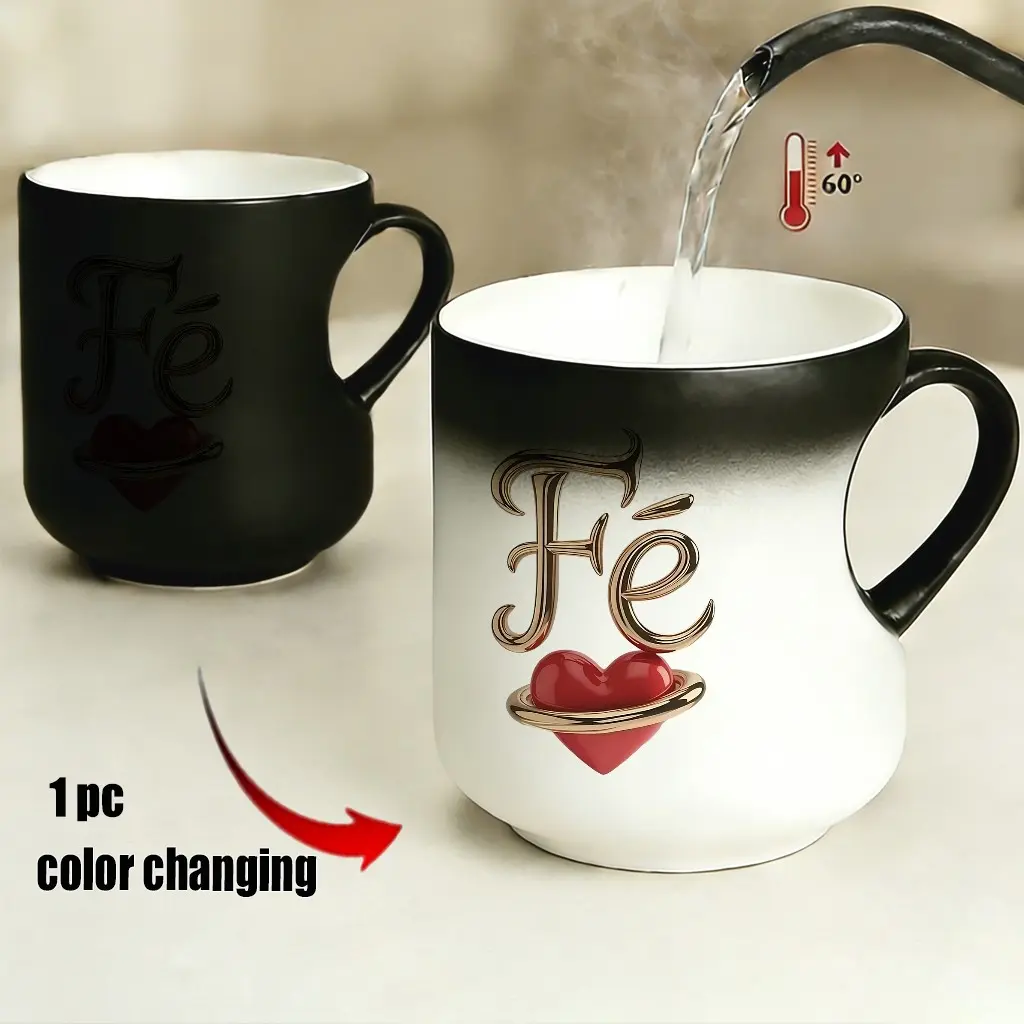 color changing MugColor Changing Mug: Gold "Fe" Lettering with Heart Handle - Thermosensitive Ceramic Mug (11oz/330ml), Perfect for Mother's Day, Father's Day, Party Gift | Funny Mugs, Funny Coffee Mug