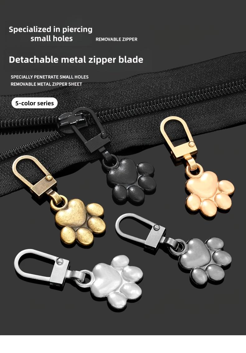 5pcs Cat Claw Metal Zipper Head Pull Tab Detachable Clothes Luggage Jacket Replacement Additions Zipper Head Pendant Repair Artifact