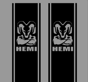 Hemi Ram (new logo) with Arms crossed Bedside Decal, 10"x46", set of 2 vinyl window decal