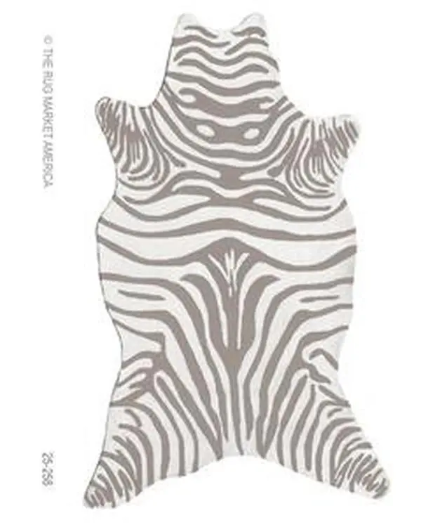 Handmade Durable Acrylic Zebra Print Grey Shaped Area Rug, 8x10 Indoor Carpet for Home Living Room - Modern Room Decor with Animal Design