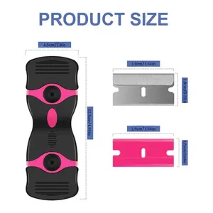 2-Piece Rose Dual-Head Handheld Scraper Set, Includes 20 Plastic & Metal Blades, Ideal for Car Windows Glass Wood Kitchen Use Tool