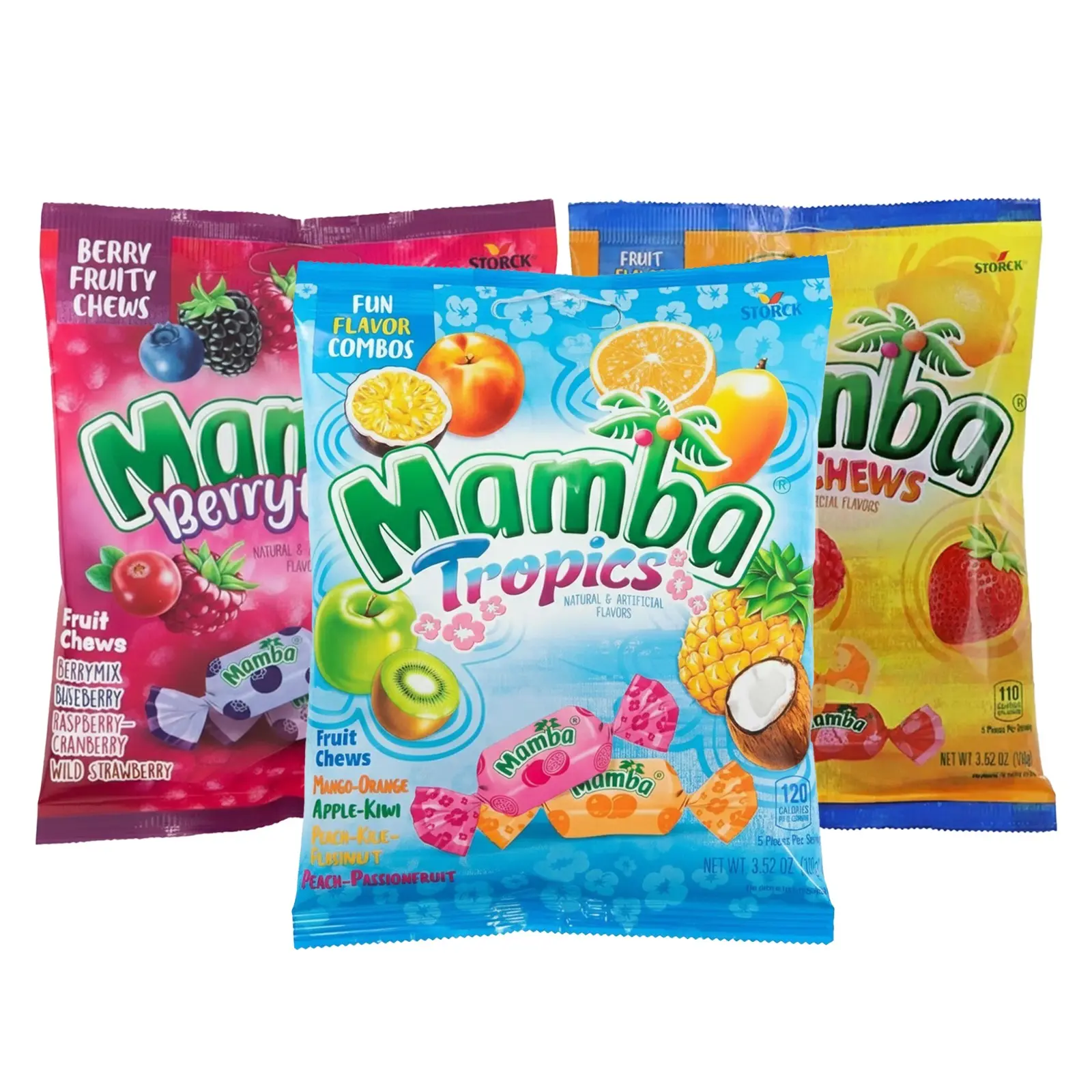 Mamba Chews Chewy Candy, 3.52 oz - Tropic , Fruit & Berry (1 Pack) Mamba Chews Chewy Candy, 3.52 oz - Tropic , Fruit & Berry (1 Pack)