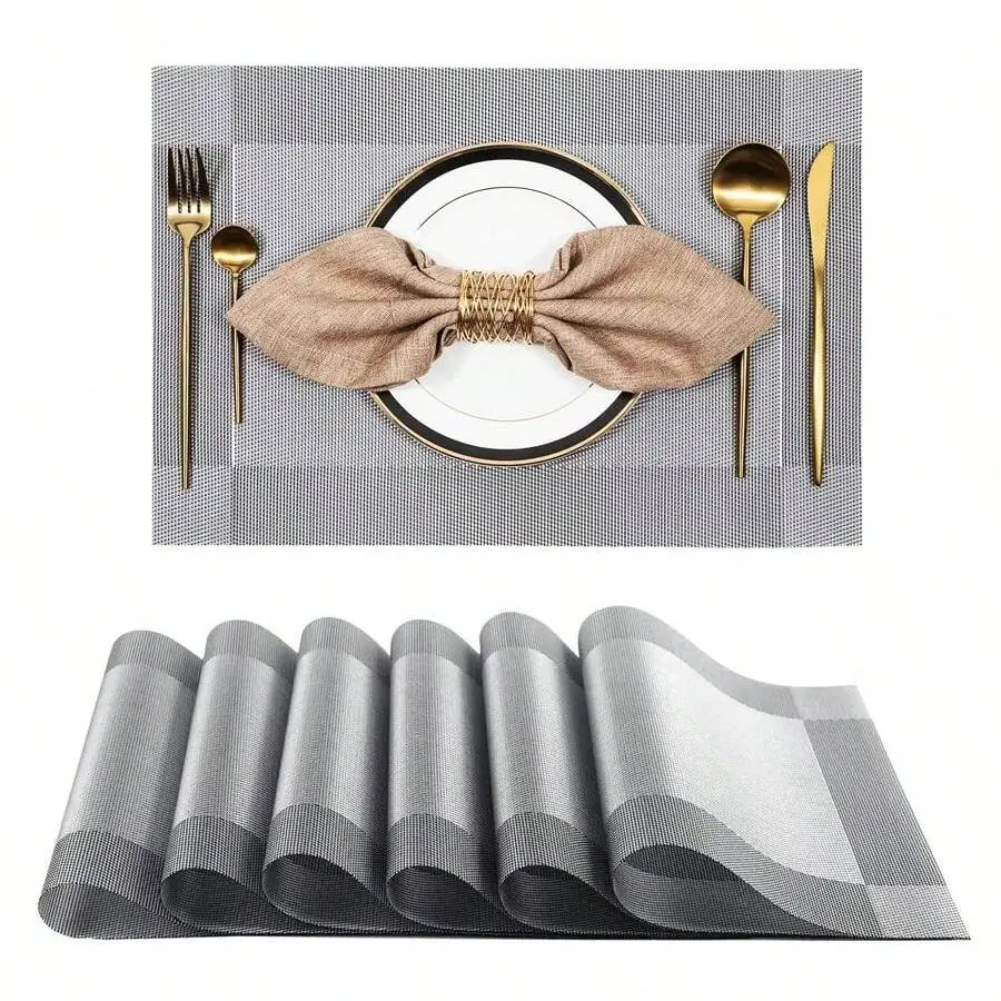 3counts High-End European-Style PVC Placemats, Non-Slip Heat-Resistant, Square Table Mats, Luxury Table Decorations, Ideal for Bowls and Plates, Kitchen Decorative Placemat