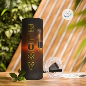 Roblox Bloxy Cola 20oz Stainless Steel Tumbler, Gamer Skinny Travel Cup with Lid and Straw, Hot and Cold Drinkware, Unique Gift for Roblox Fans and Gaming Lovers