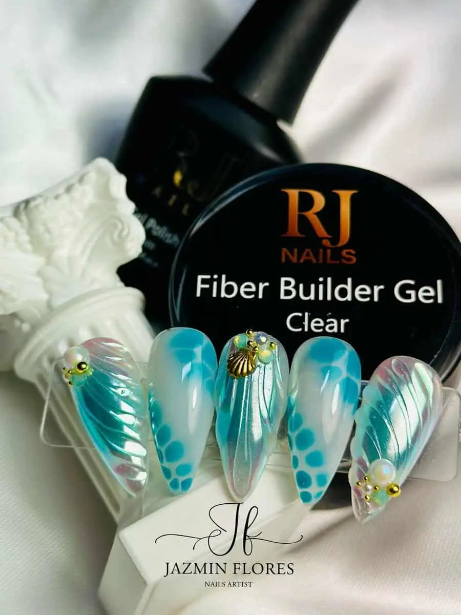 RJ NAILS Fiber Builder Gel Clear 15g 3D Relieve Design for Natural Nail Appearance Simplified Application Perfect for Nail Projects, Nail Polish, Manicure