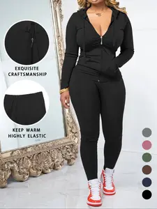 Women's Fall Winter Casual Set, Long Sleeve Top & Pants Two-Piece Suit, Simple Solid Color Home Wear for Parties & Leisure Activities