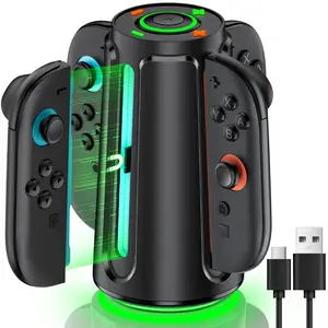 Switch 2 Charging Dock for Nintendo Joy Con (2025), Mocagen Charging Station for Switch 2 Joy Con Accessories with Dynamic Light, Magnetic Mount for 4 in 1 Joy Con