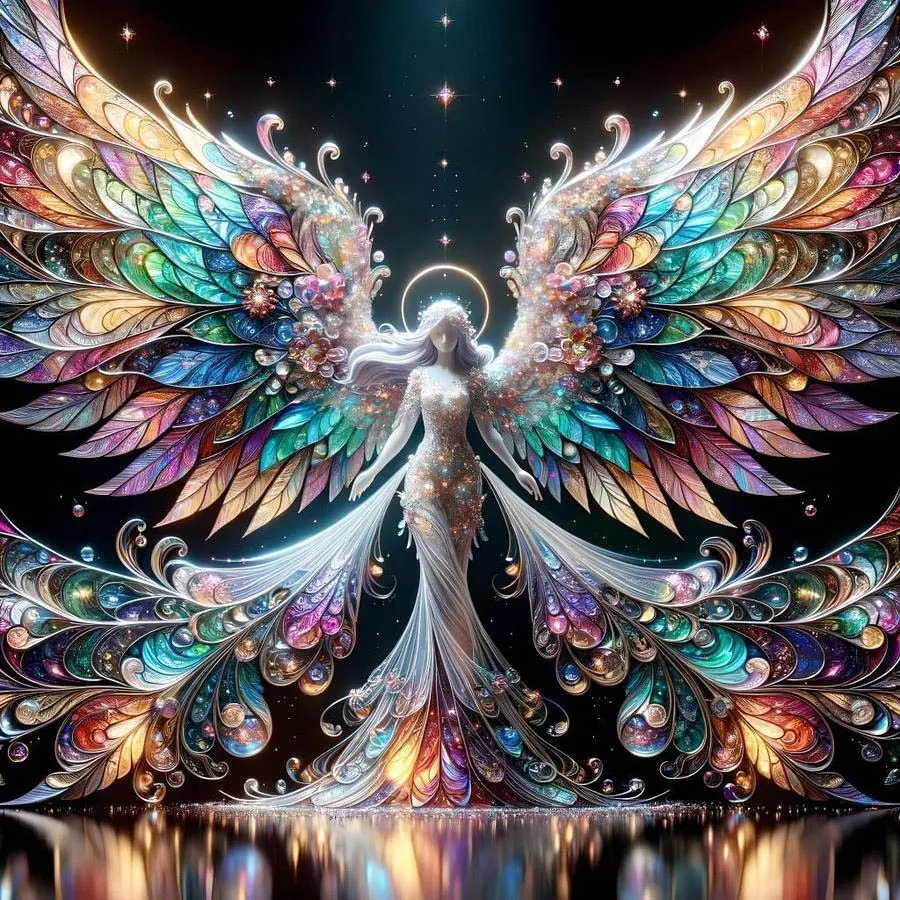 5D DIY Full Drill Round Diamond Painting - Diamond Art Kit Colorful Winged Angel Mosaic, Canvas - DIY Wall Decor, Home Decoration, Perfect for Valentine's Day, Independence Day, Birthday and Anniversary Gifts, Handmade Gifts, Diamond Painting Kits
