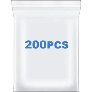 200 count 2" x 3" Thick 2.4 Mil Small Clear Zip Poly Bags Plastic Reclosable Zip Seal Lock Bags Necklace Ring  Beads   Zipper Bag