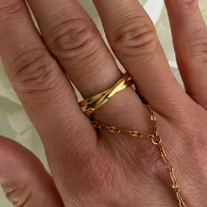 EVRY JEWELS Gold or Silver Plated Women's Hypoallergenic Interlocked Fidget Ring