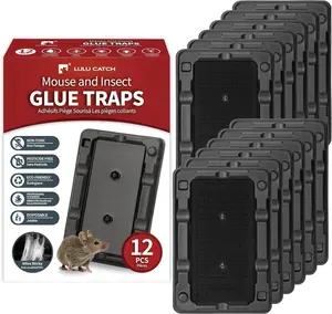 LULUCATCH Mouse & Insect Glue Traps 12 Pack Heavier Sticky Non-Toxic Glue for Small Mice Indoor Pest Control Pet Safe Easy Setup