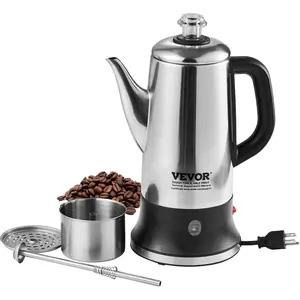 VEVOR 12-Cup Electric Percolator Coffee Pot,  304 Stainless Steel Coffee Percolator with Keep Warm Function & Heat-Resistant Handle, Classic Coffee Maker, Quick Brew & Easy-Pour Spout, Silver