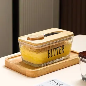 500ml ceramic yellow oil tank, luxurious large capacity leak proof sealed container with lid, refrigerator butter preservation box, dishwasher washable, baking storage supplies, kitchen storage tools, home/holiday gifts