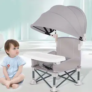 Foldable Toddler Booster Seat for Dining Table with Tray, Tip-Free Design, Chair Straps, Portable for Camping, Baby & Maternity Furniture Chair