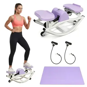 U Shaped Stepper  3D Gravity Resistance Elliptical Ski Training Stepper With Resistance Bands Anti Slip Pedals Low Impact Home Workout Equipment For Legs  Full Body